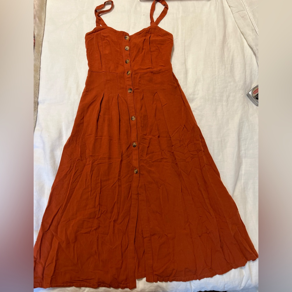Pull & bear linen blend button down midi dress.